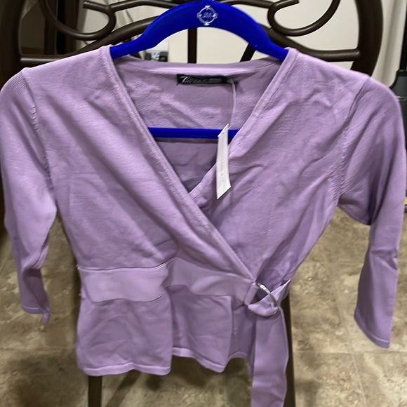 New York & Company Seventh Avenue Lavender 3/4 sleeves Petite - Picture 3 of 7